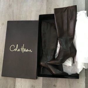 COLE HAAN Air Miranda Dark Chocolate Leather Boots